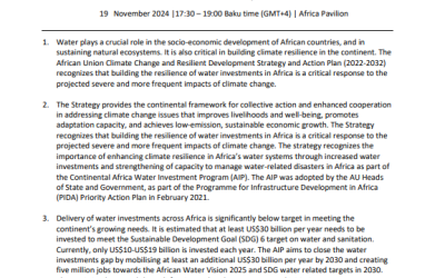 CN & Agenda – COP29 Launch of AU Multi Country Readiness – 19Nov2024